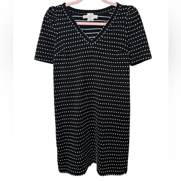 LOFT Black Top with White Stripes - Picture 1 of 3